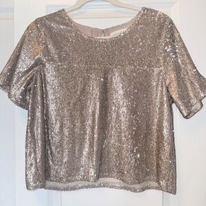 SALTWATERLUXE Champagne  Sequin Tee Top L